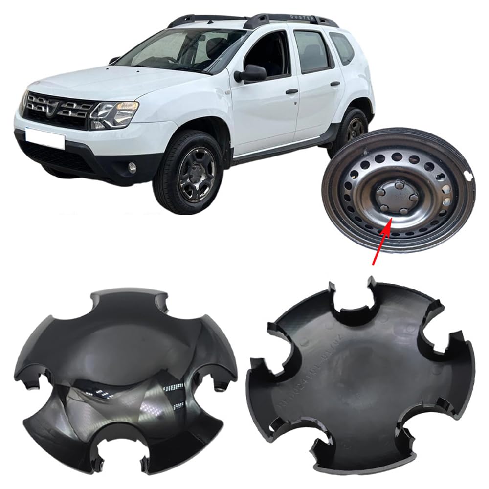 4 pièces Cache Moyeux pour Dacia Duster 1.6 16v LPG 105 4x2 2010-2017 R16, Enjoliveurs pour Auto Centre de Roue de Style de Voiture, Pneus Centres Accessoires Cache Central du Moyeu