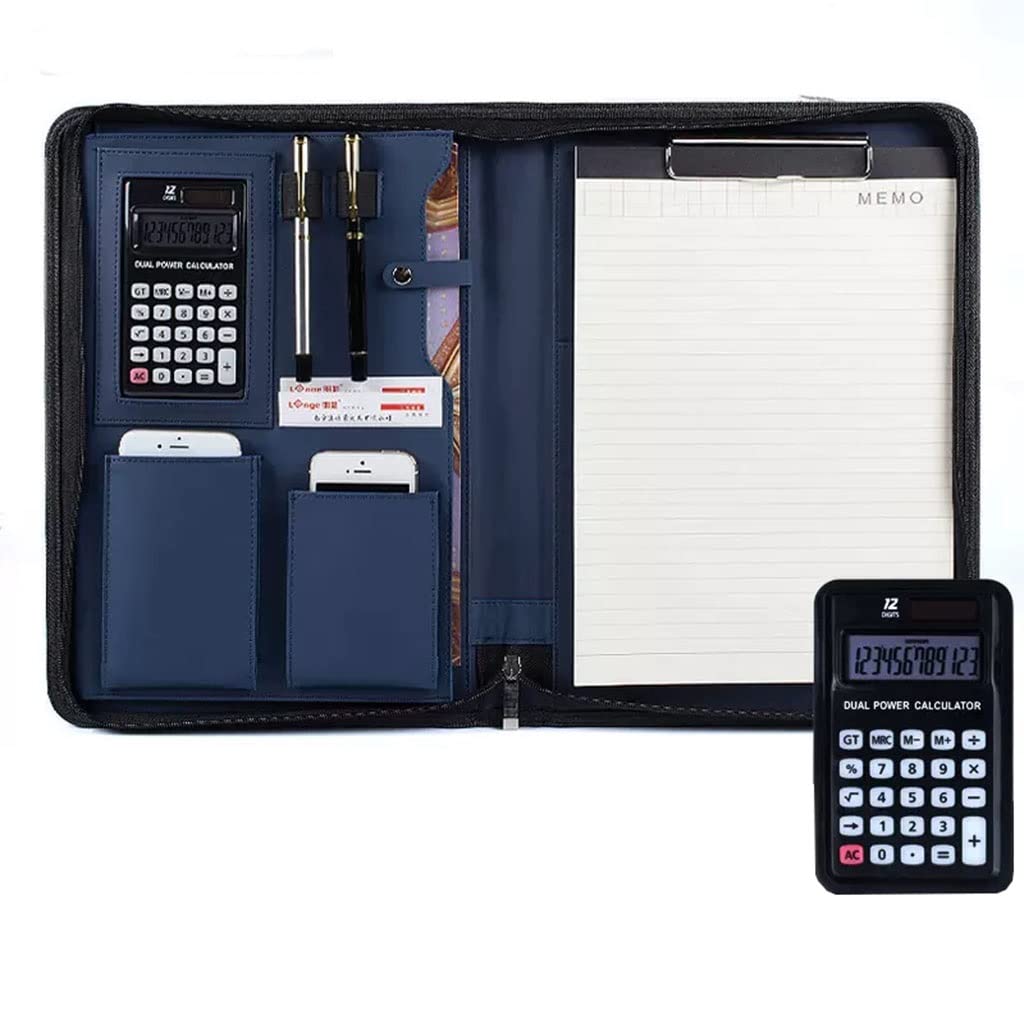 Porte Documents Porte Bloc A4 Portefeuille d'affaires Haut de Gamme à Fermeture éclair, Organiseur en Cuir PU, classeur pour Documents, Format Lettre, Porte-Cartes de Visite, pour Hommes et Femmes