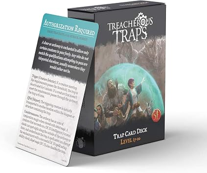 Dungeons and Dragons 5th Edition Deck of Cards Treacherous Trap Deck Lvl 17-20 by Nord Games 50 Cards - Games for Adults and Kids DND Books Gaming Accessories - Compatible with D&D 5e