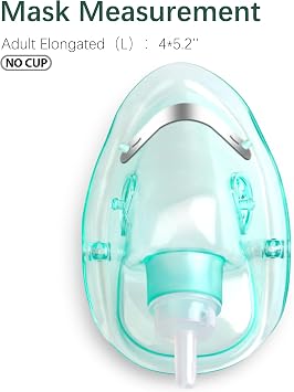 2 Pack Oxygen Mask for Face Adult with 6.6' Tube & Adjustable Elastic Strap (Size M+L-Green-2pcs) - NO Cup