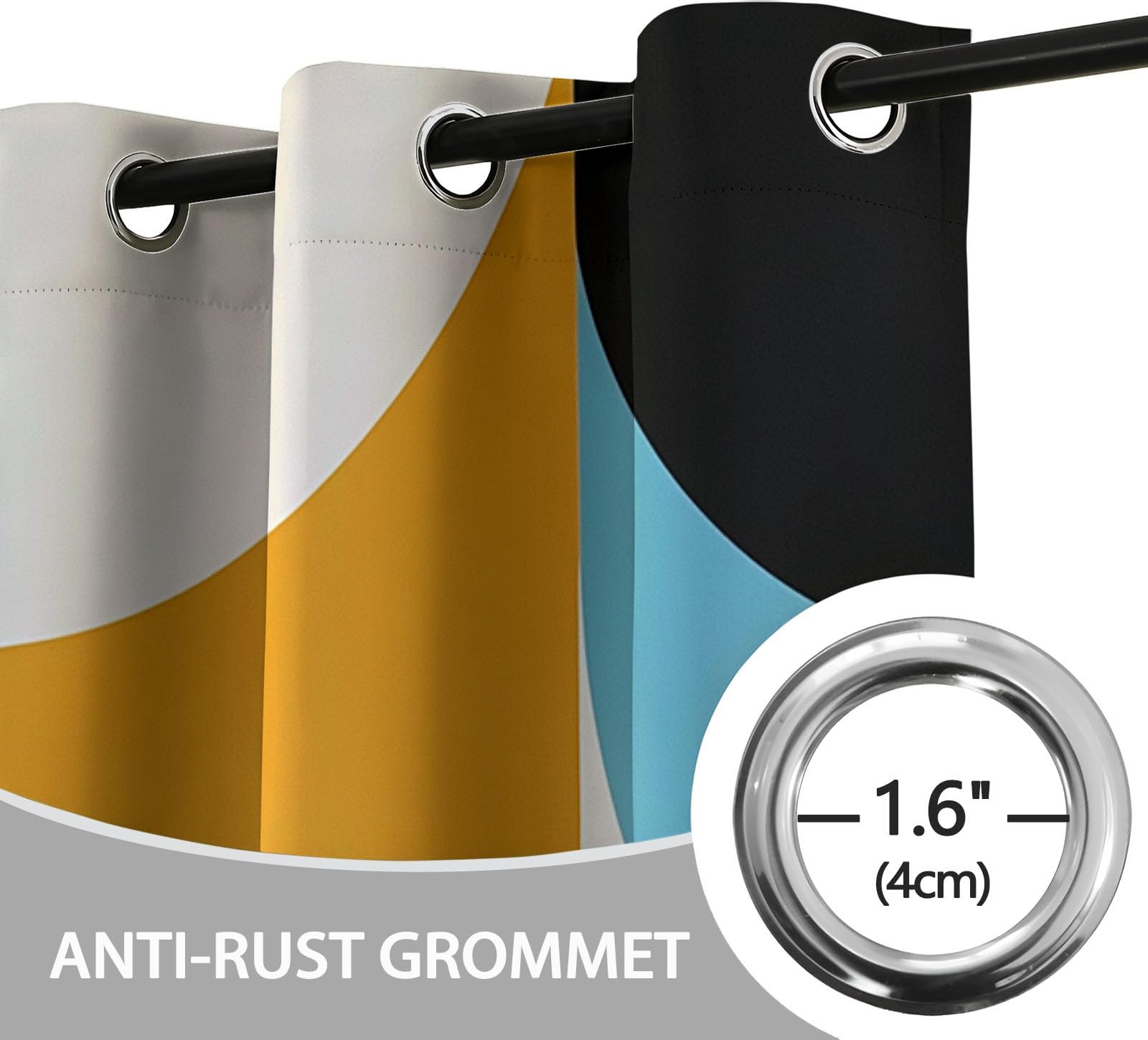 Rideaux Isolants 110L X 215H cm (2 Panneaux), Motifs Géométrie Simple, Tenture Opaque Gris Clair pour Grande Chambre Coloré