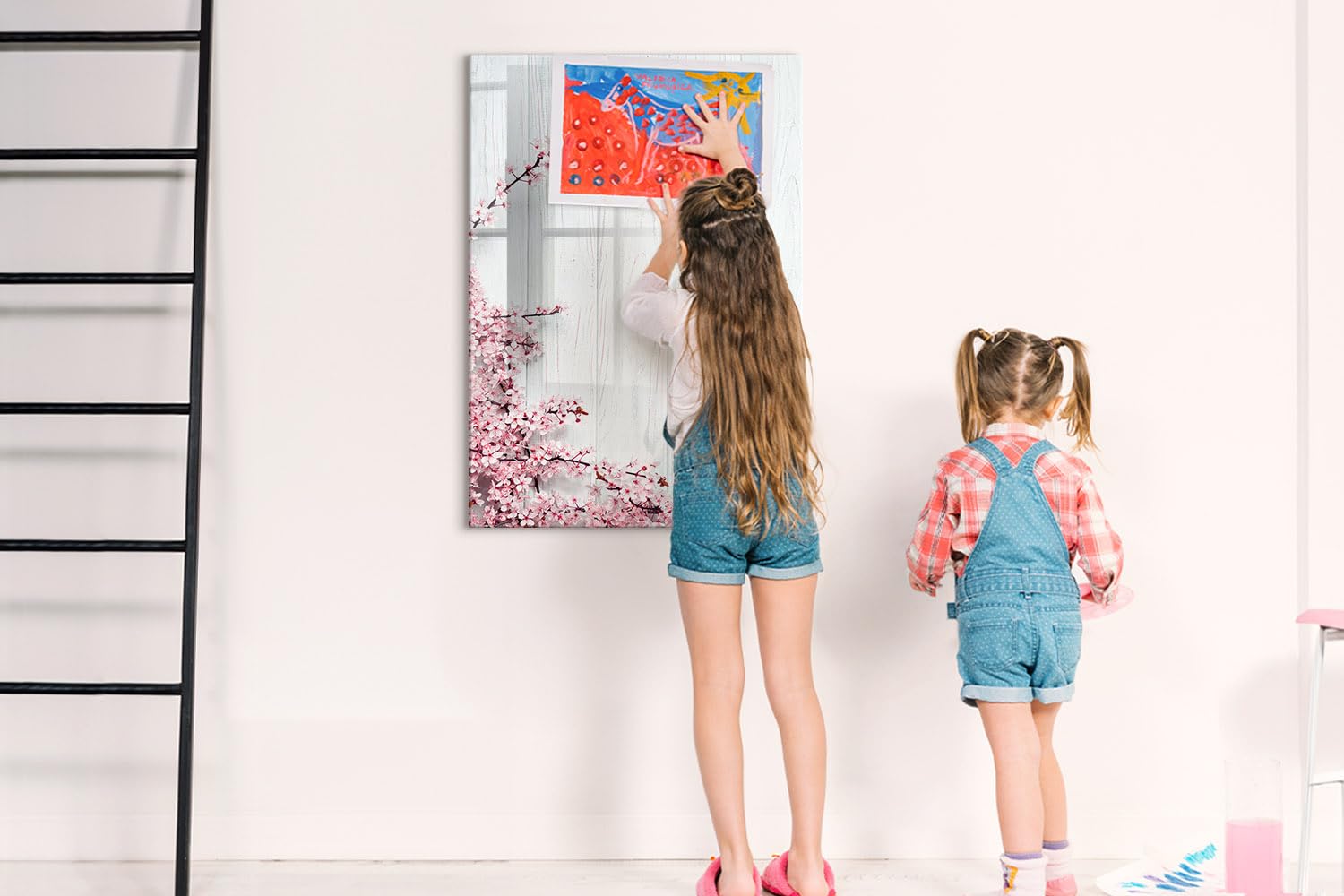 Lavagna da parete per appunti 70x100 cm | Fiori sul legno