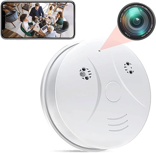 Detector de humo Cámara oculta WiFi 1080P Cámaras inalámbricas Nanny Cam con detección de movimiento, cámara espía interior para seguridad en el