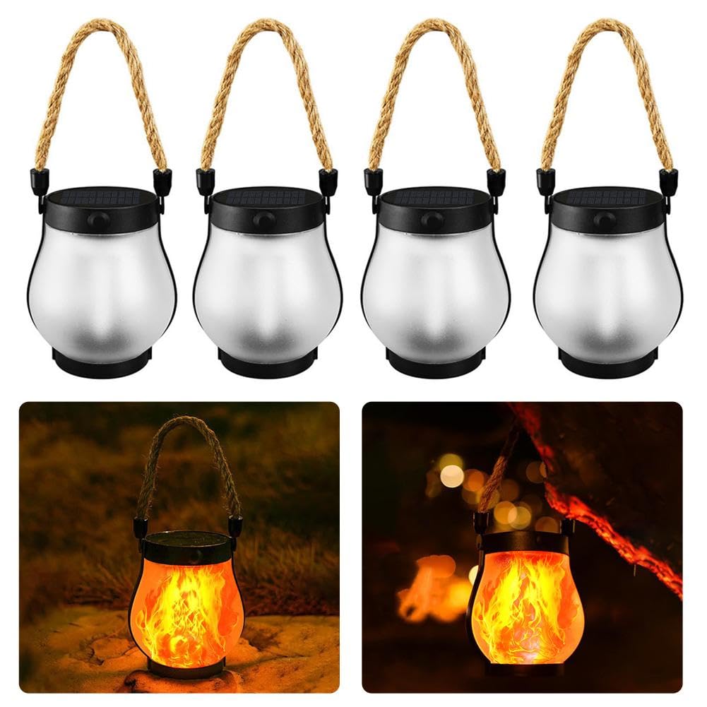 Farol solar para exteriores, linternas solares decorativas para colgar en la mesa, para jardín, patio, patio (4 unidades)