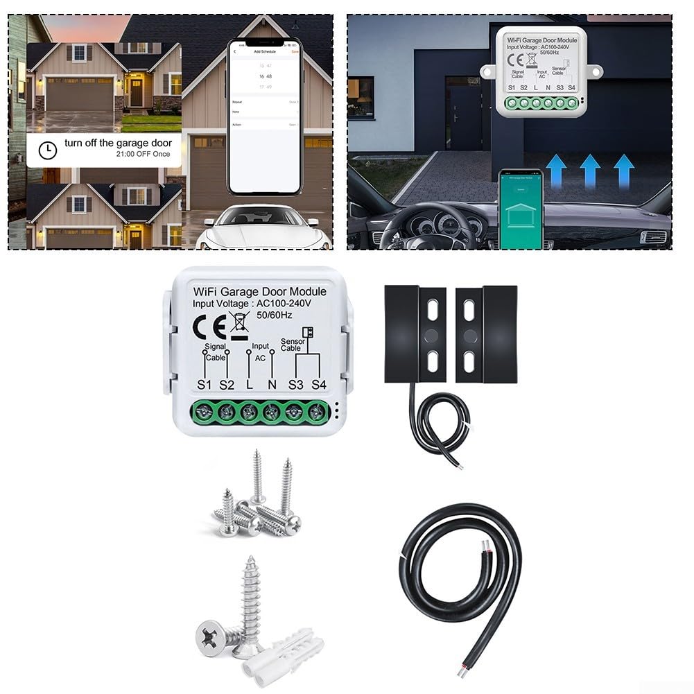 Módulo de puerta de garaje WiFi, para aplicación Tuya, controlador inteligente de puerta de garaje, abridor de sensores de puerta de garaje en tiempo real, control remoto y voz