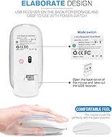 Vista 4 de Ratón ergonómico Bluetooth para Mac, ratón Bluetooth inalámbrico recargable, 2.4G ratones inalámbricos 4 botones y 3 DPI ajustables para ordenador