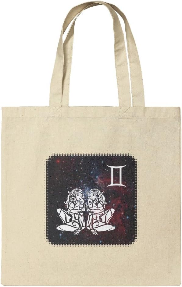 GRAPHICS & MORE Gemini Twins Zodiac Sign Horoscope in Space Grocery Travel Reusable Tote Bag