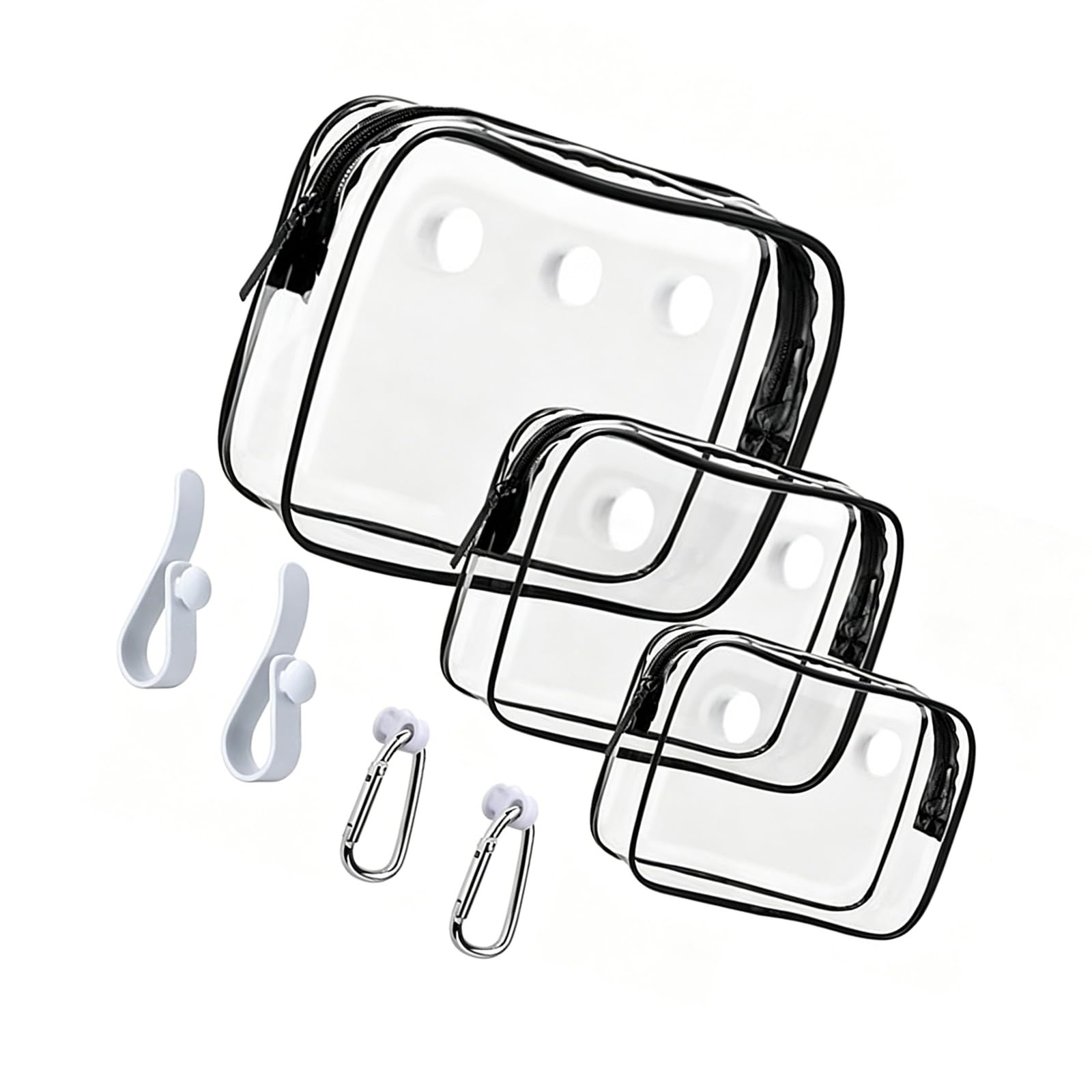 TFAOYS Clear PVC Insert Container Pouches Holder Hooks Attachments for Most Beach Bag Accessories Easy to Installation Hook Accessories Holder