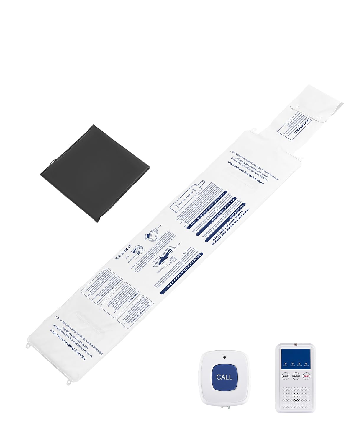 VEVOR Early Alert Bed Alarm System, Wireless Bed and Chair Sensor Pad with Call Button & Pager, Pre-Alert Safety Bed Alarms and Fall Prevention for Elderly, Dementia Patients, and Adults