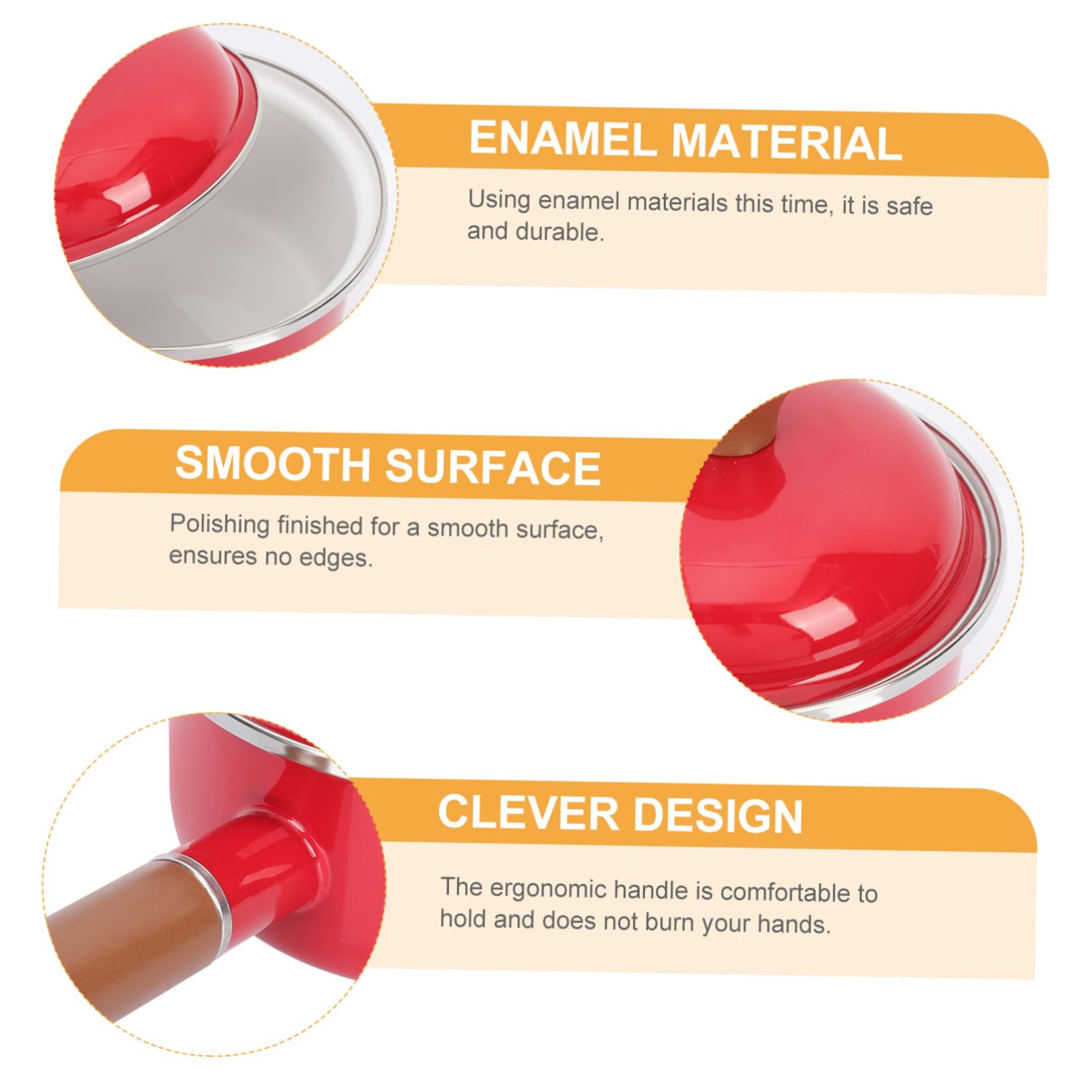iplusmile Olla De Leche Esmaltada Roja 16 Cm Asa, Material Grueso Antiadherente, Compatible Inducción y Gas, Para Cocinar Leche y Alimentos Infantiles, Utensilio De Cocina Práctico