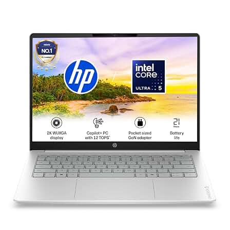 HP OmniBook OLED ● Intel Core Ultra 5 322● 46 Tops● 16GB DDR5 (Upgradeable)● 512GB SSD● 2K●14''/35.6cm● 300nits● Win11● Office24● Silver● 1.4kg● hs0052TU● Lighter mini GaN Charger● AI Laptop