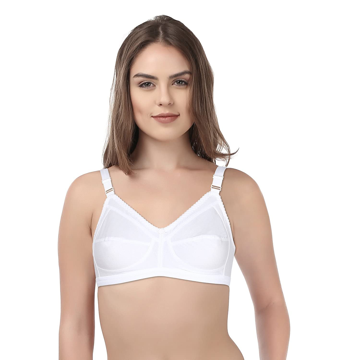 Women's Cotton Non-Padded Non-Wired Broad Strap Full Coverage Bra