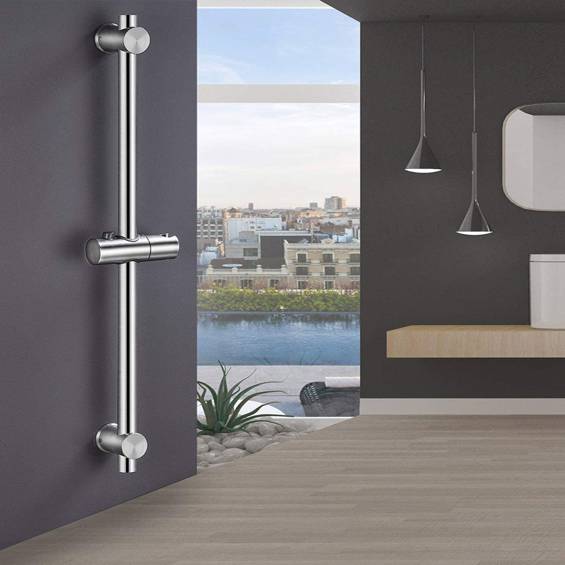 AQUIEEN Sliding Rail for Hand Shower β Premium Height & Angle Adjustable Hand Shower Holder | Wall Mounted Shower Slider Bar for Home, Hotels & Luxury Bathrooms (Chrome) 1