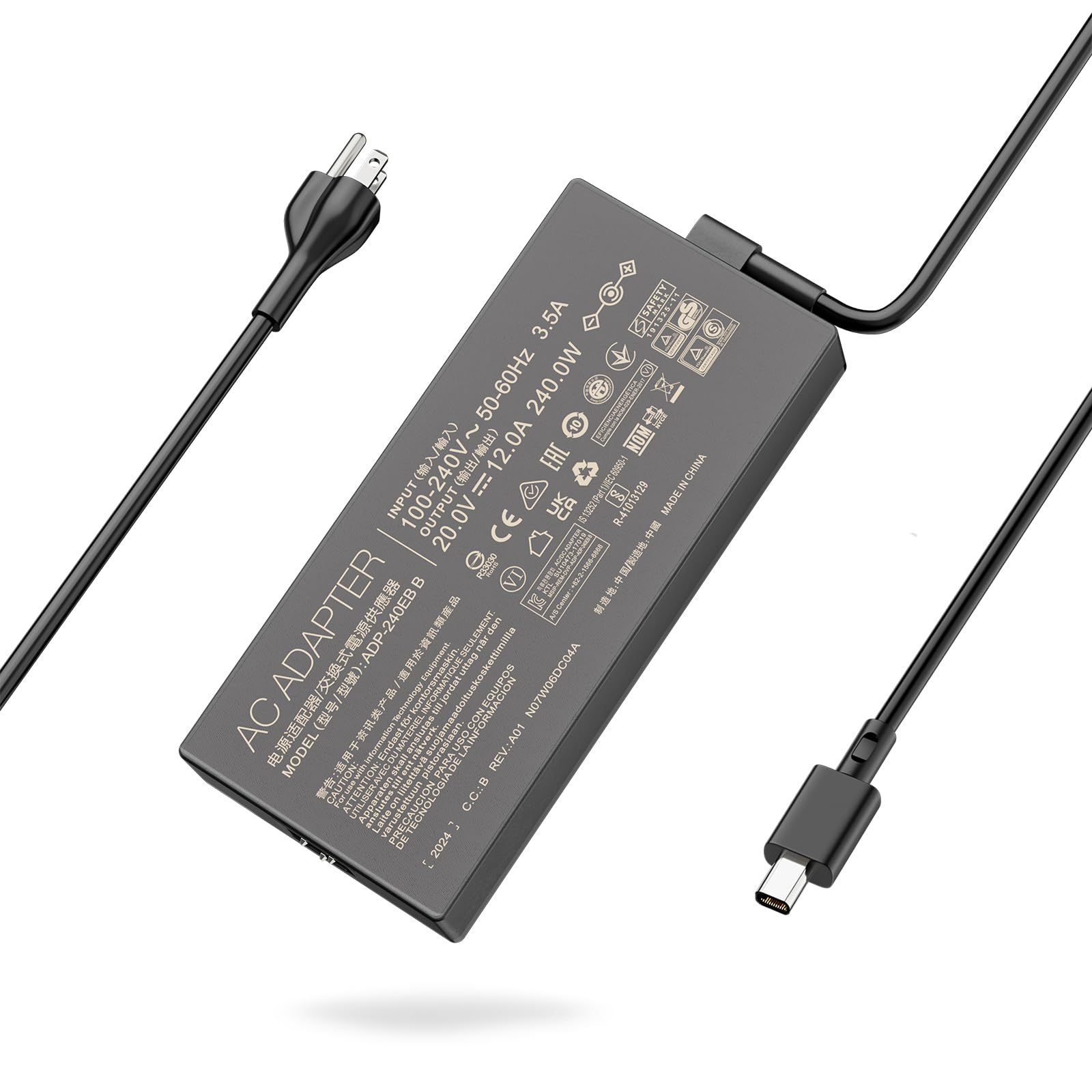 Photo 1 of 240W AC Adapter Fit for ASUS Laptop Charger ROG Zephyrus G14 G16 GU605 GU605C GU605M ROG Flow Z13 TUF Gaming A16 A18 A14 FA608 FA608W FA808 ProArt PX13 P16 Power Supply Cord
