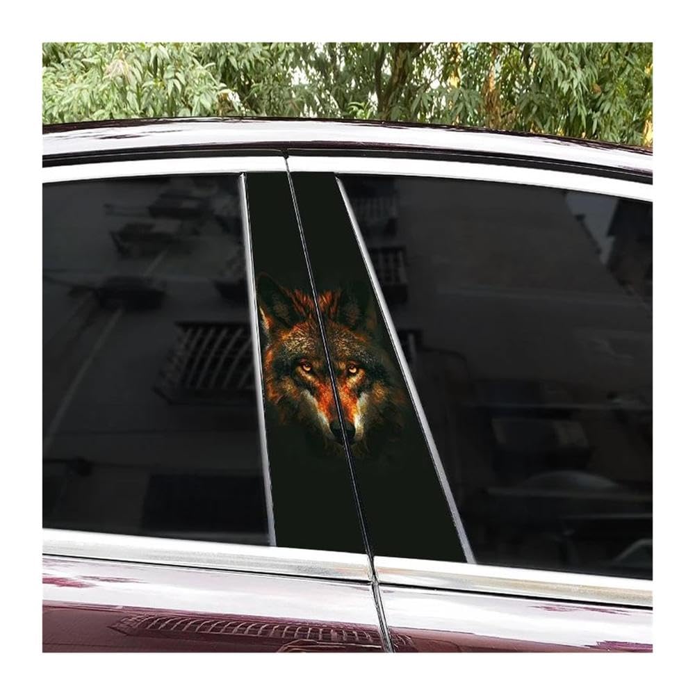Body Parts 2pcs Animal Style Wolf Head Car B-Pillar Sticker Covering Scratched Car Center Pillar Sticker DIY(E)