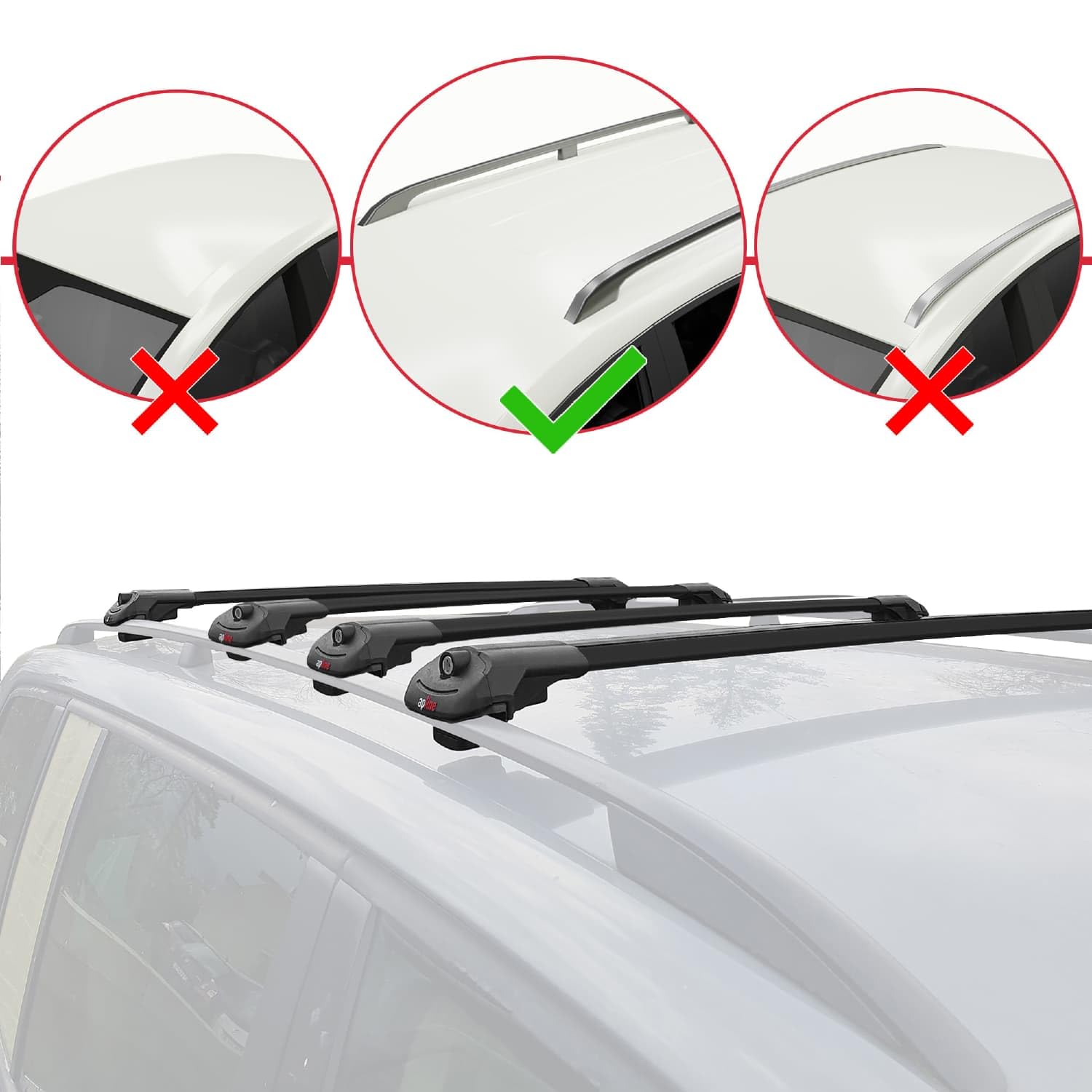 Kompatibel mit Volkswagen Transporter (T5) 2003-2015 ACE-1 Modell Relingträger Dachträger Auto Gepäckträger Schwarz Aluminium 4 Stangen