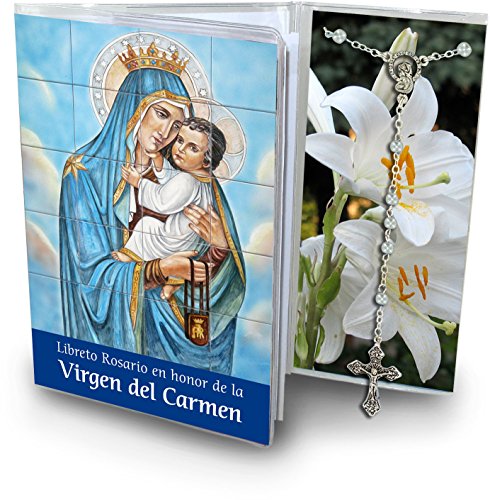 Ferrari & Arrighetti Buch mit Rosenkranz Madonna del Carmelo - Spanisch Cover
