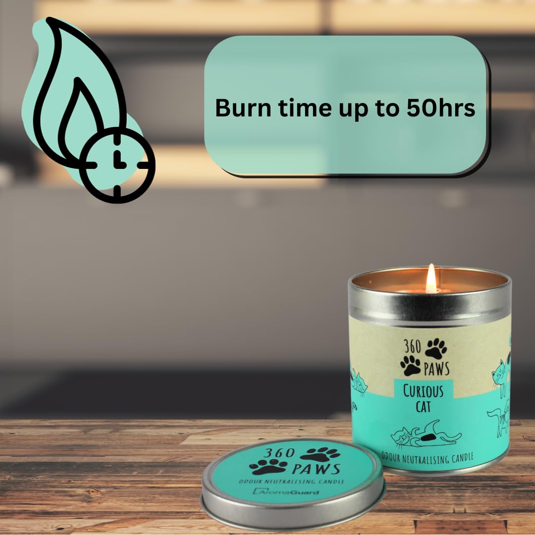 360 Paws Curious Cat Odour Neutralising Candle, White - Image 3