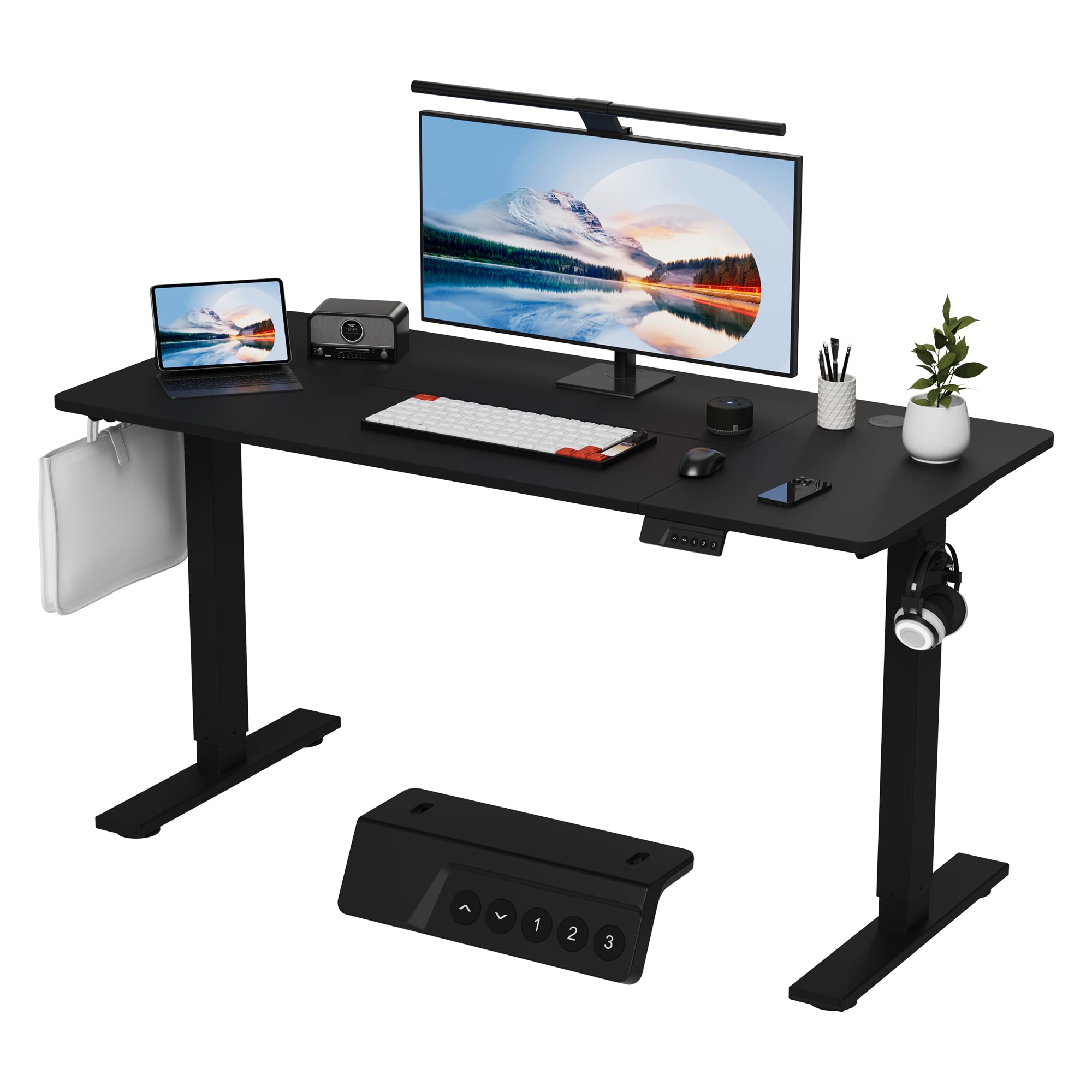 Höhenverstellbarer Schreibtisch 60x110cm,Elektrischer Schreibtisch mit Memory- und Anti-Kollisionsfunktion,Höhenverstellbar 70–117 cm, Ideal für Büro, Homeoffice und Gaming(Schwarz)