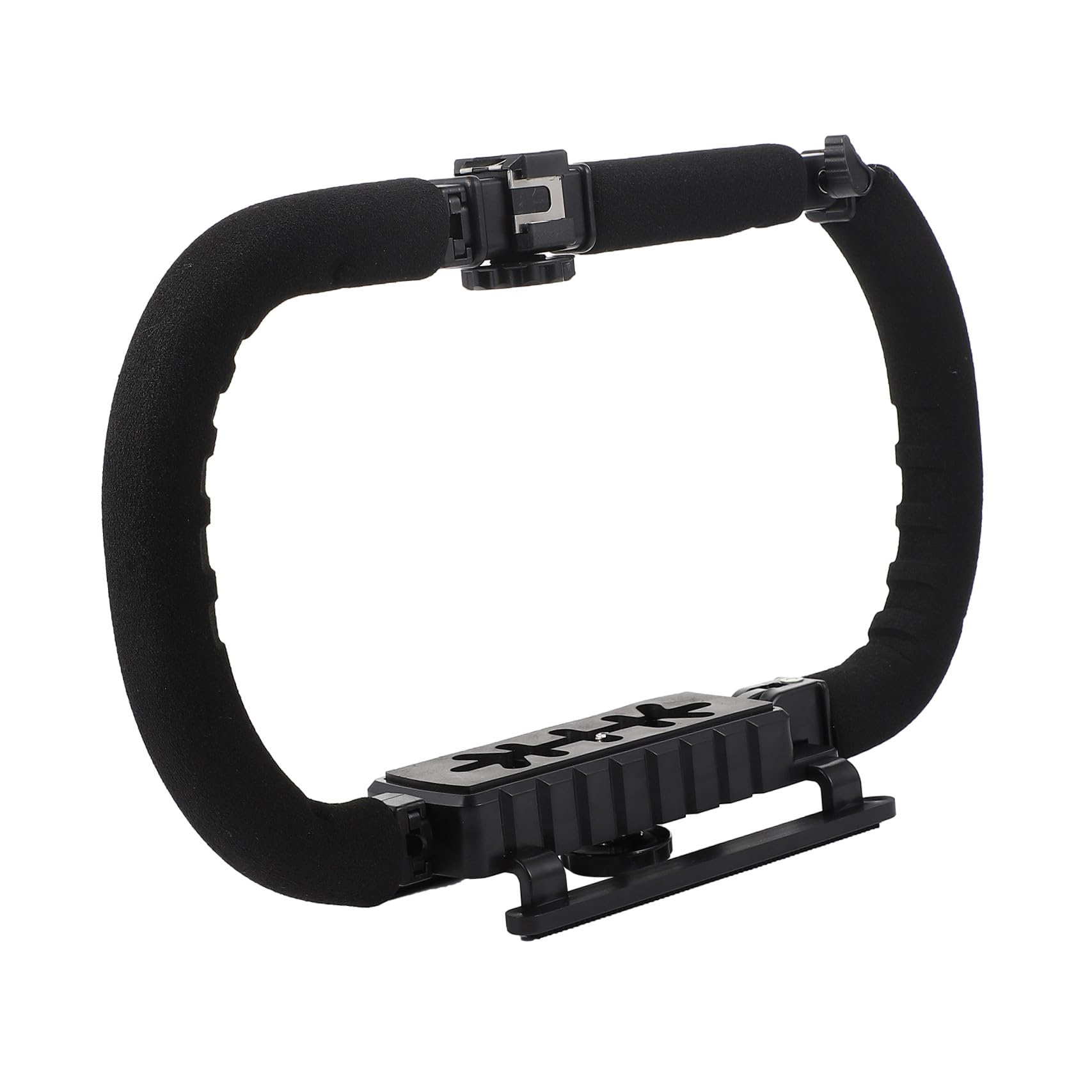 Stabilizzatore Video Portatile Staffa di Supporto 1/4" per Fotocamere Reflex e Smartphone, Impugnatura Antiscivolo in Spugna 3 Porte Hot Shoe per Montaggio Accessori, per Riprese