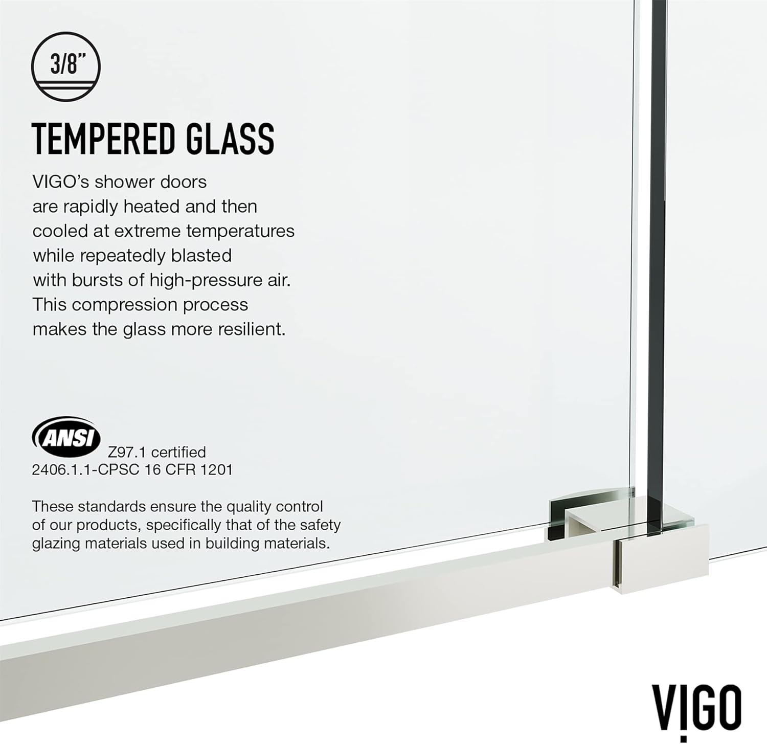 VIGO Elan Hart 56 to 60 in. W x 76 in. H Sliding Frameless Shower Door in Stainless Steel with 3/8 in. Clear Glass-VG6022STCL6076