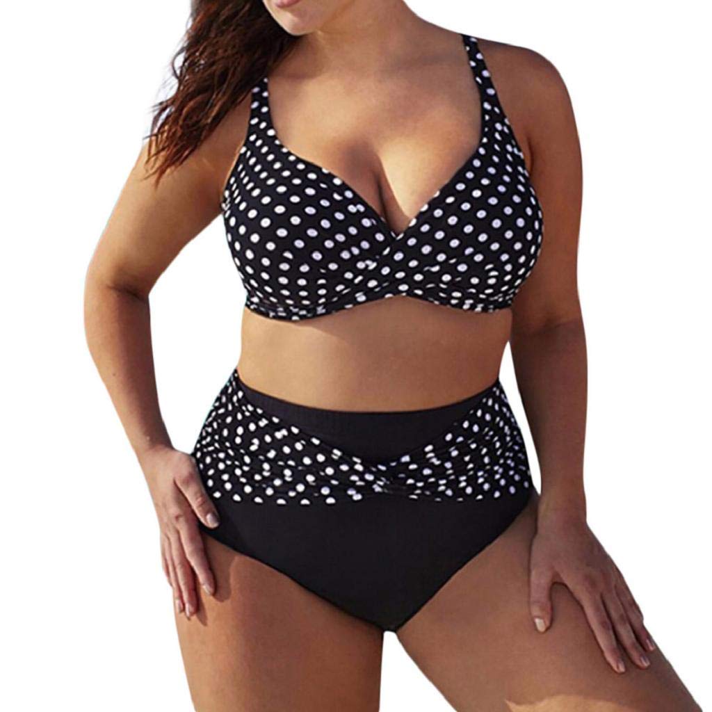 SHOBDW Mujer Traje de Baño Mujer Dos Piezas SHOBDW 2020 Conjunto de Bikini Push Up Sexy Impresión de Lunares Tankinis Mujer Pecho Grande Bañador Bañadores de Mujer Tallas Grandes S-5XL