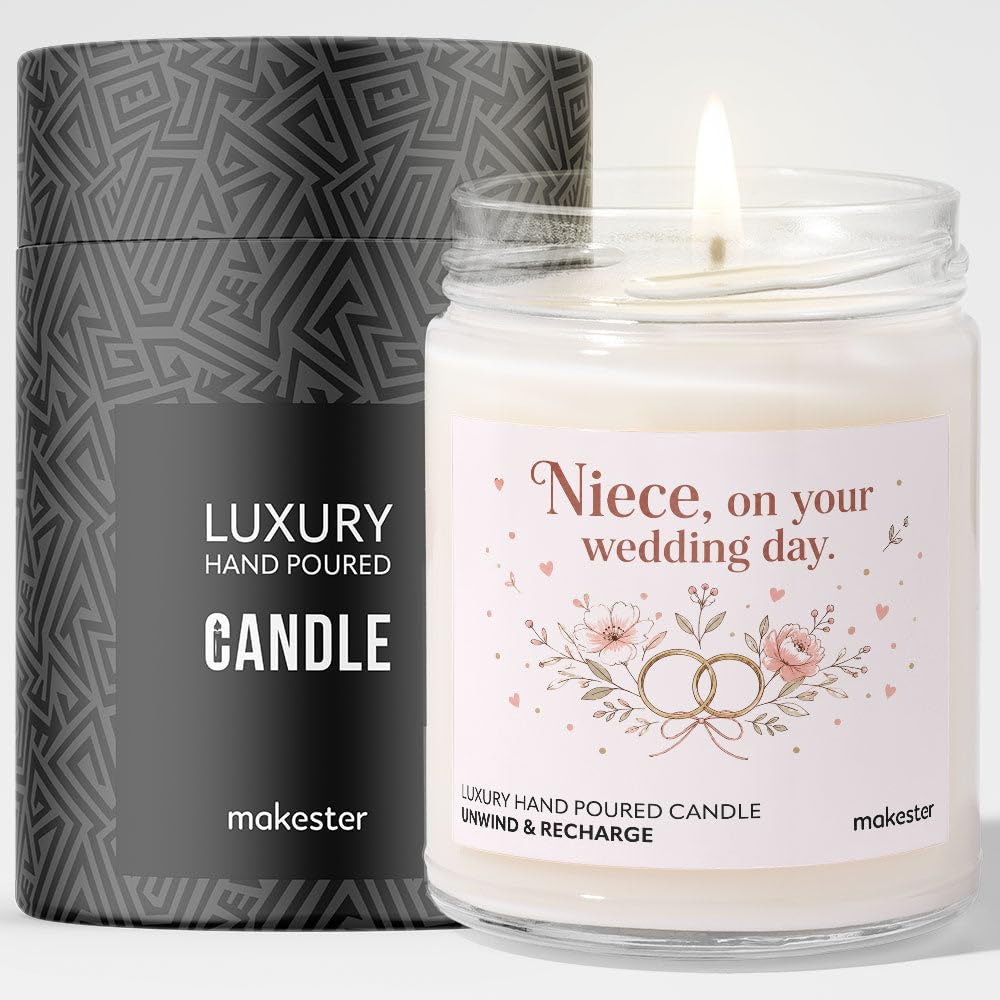 Gift for Niece On Her Wedding Day - Luxury Soy Wax Candle - Vanilla, Jasmine, Sugared Almond - Makester โ image 1