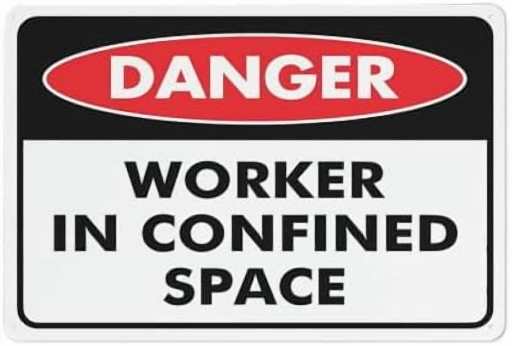 (2-Pack) Metal Tin Sign Danger Worker In Confined Space Sign Outdoor Signs 12X8 Inch Uv Ink Printed For House And Business