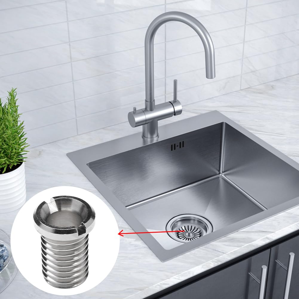 Viti del Cestello del Lavello Vite,Vite Cava Tappo Lavandino Cucina,25mm Viti del Cestello del Lavello,Lavello Vites per Lavabo Filtro Tappo,2 pezzi (Argento-25mm)