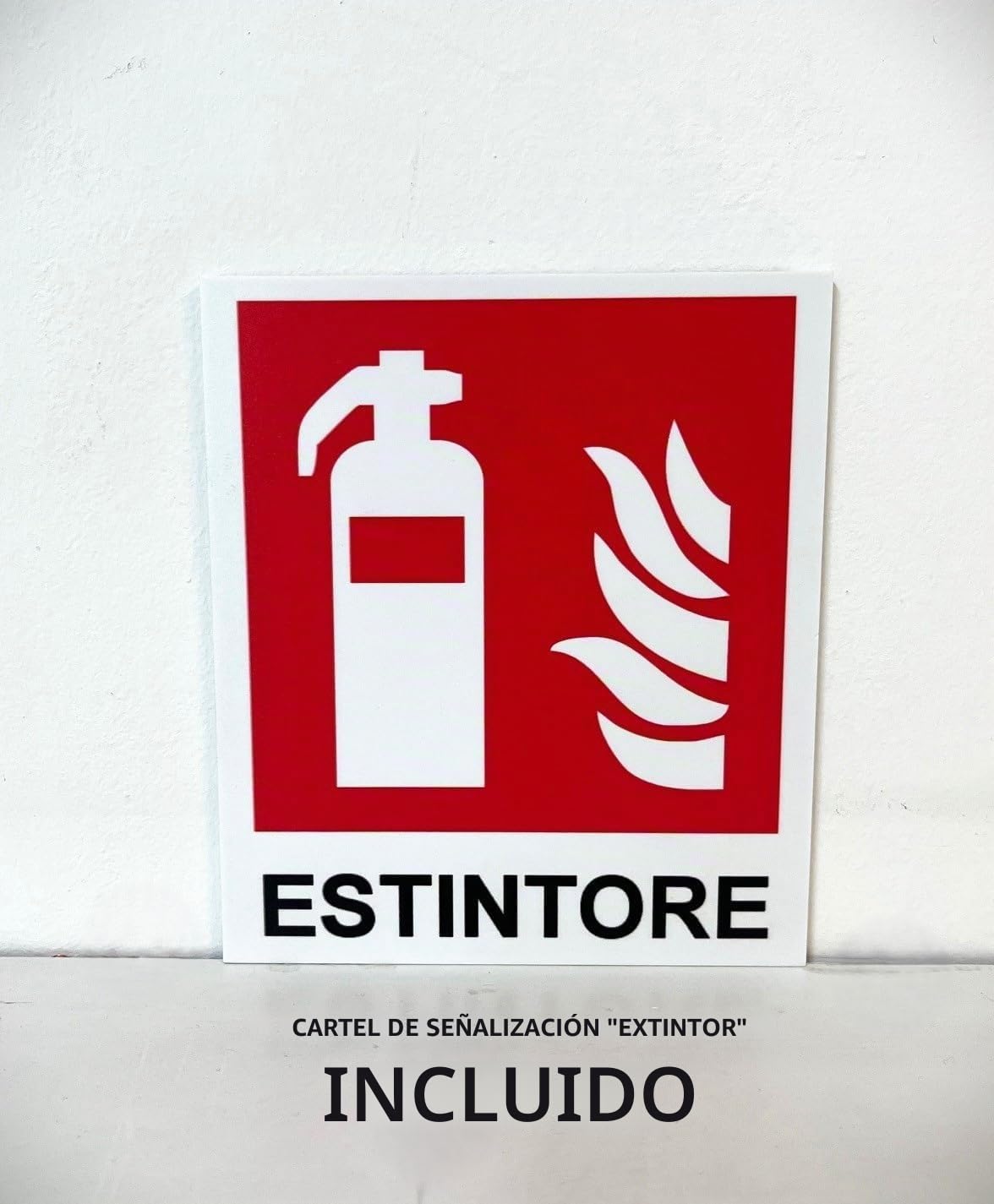 Soporte universal para extintor con conector estándar y letrero "extintor" incluido. Tecnidea PE1
