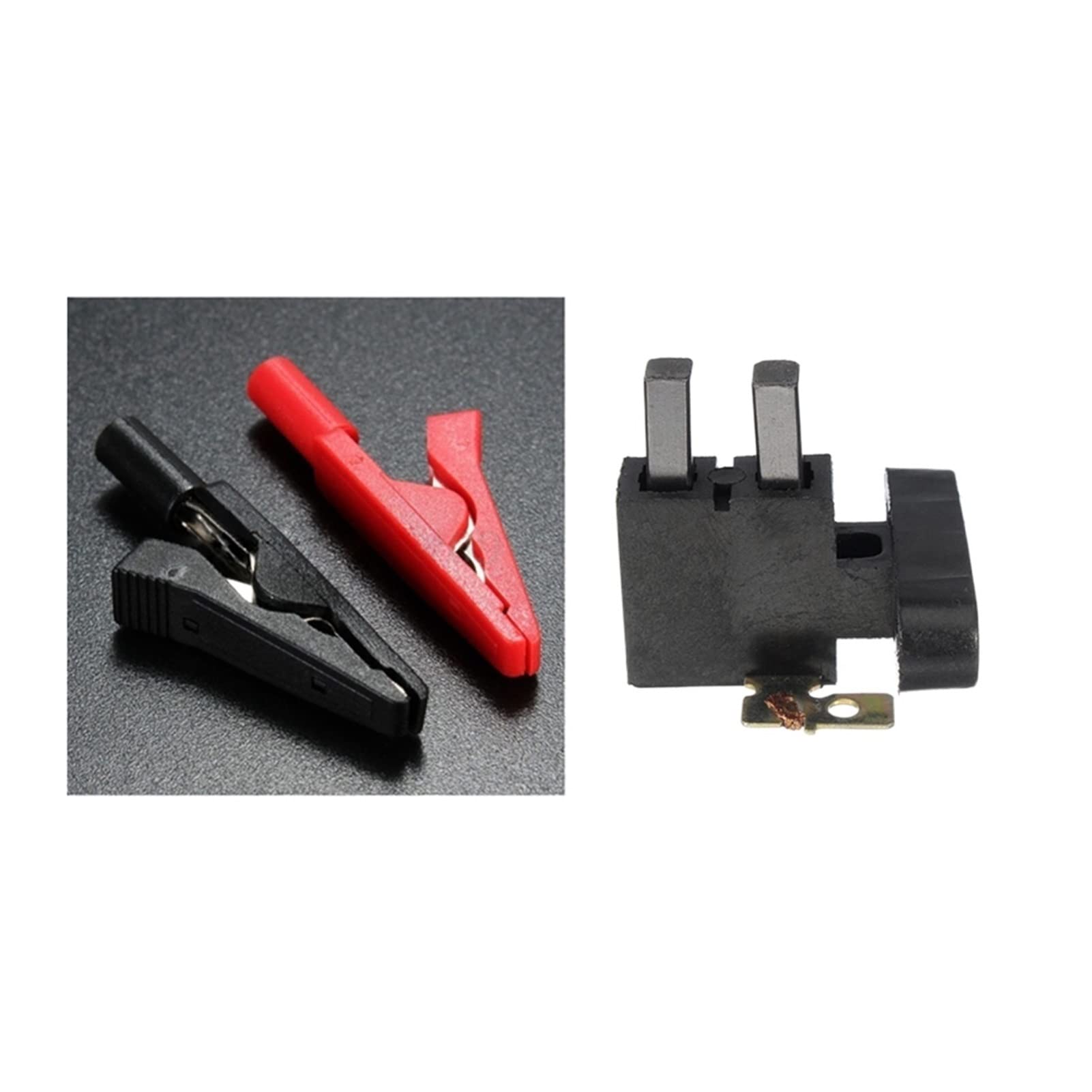 2 uds. Sonda de Prueba de Abrazadera de Conector de Clip de cocodrilo Aislado Rojo + Negro con 10 Uds. De Cepillo de carbón Universal