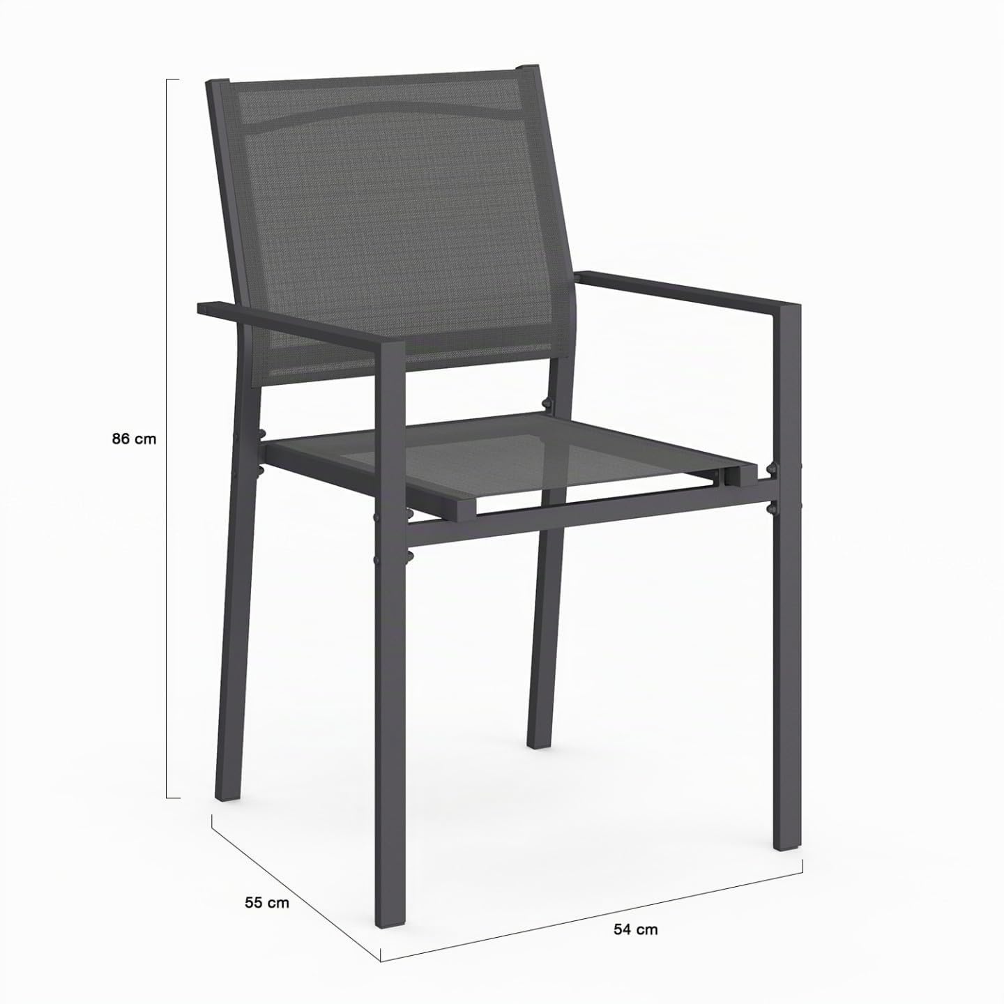 IDMarket - Lot de 6 chaises de Jardin Olbia empilables Gris Anthracite