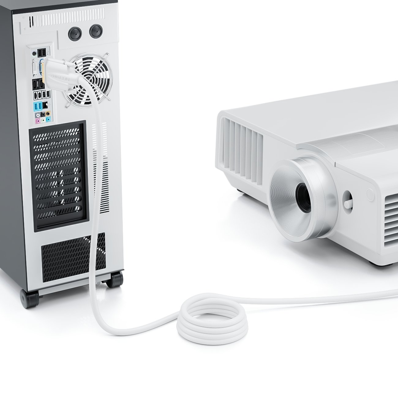 deleyCON 1,5m Cavo DVI Dual Link 24+1 HDTV Risoluzioni fino a 2560x1080 FULL HD 1080p 3D Ready DVI-D Dual Link Contatti Dorati - Bianco