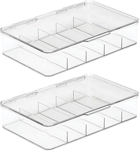 Miniatura 8 de mDesign Organizador de plástico dividido para juguetes con tapa de bisagra para armario, armario, gabinete, 5 secciones, capacidad para bloques de