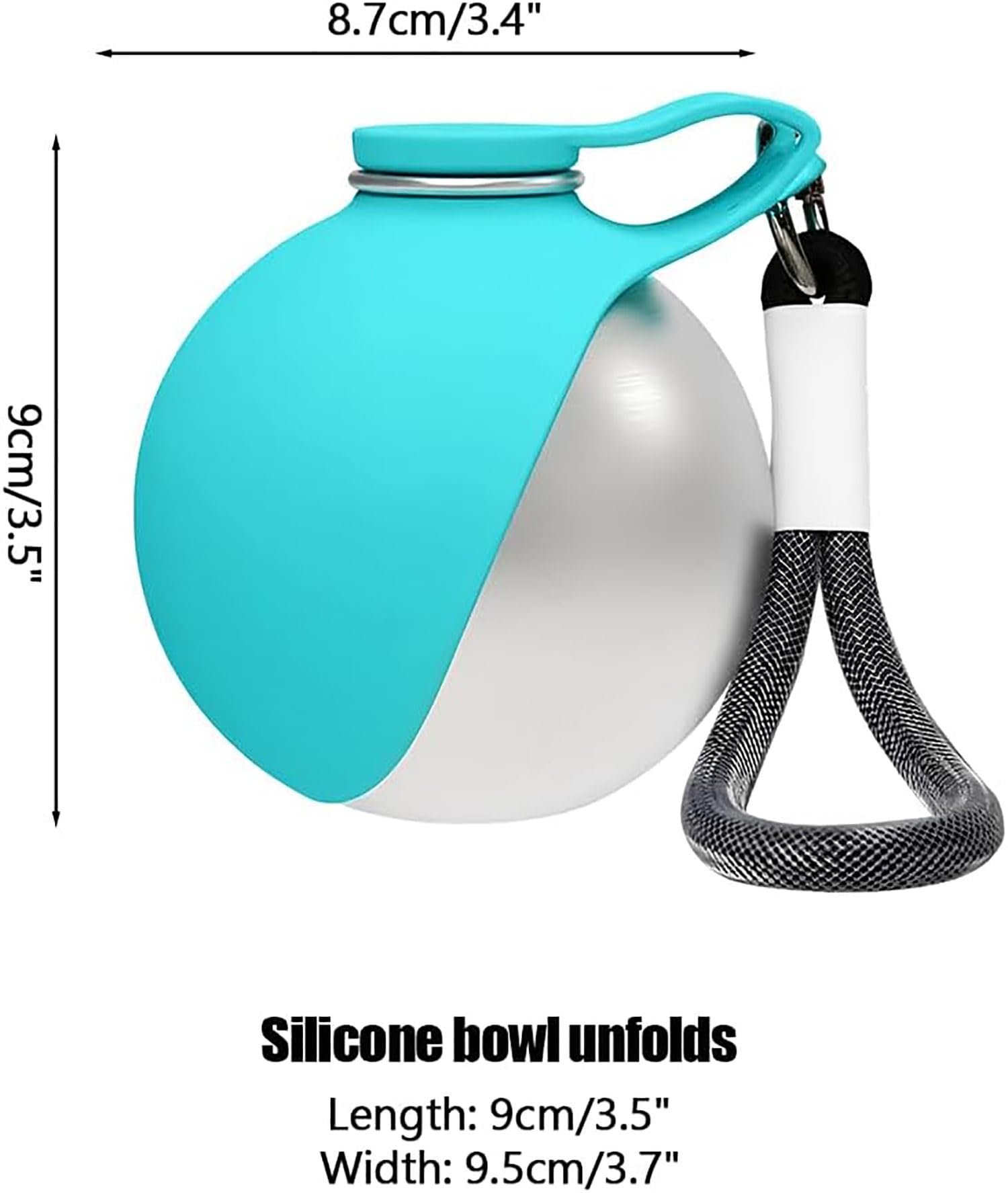 Borraccia Cane, Bottiglia Portatile (285 Ml), Per Cani E Gatti, Distributore D'Acqua Anti-Goccia Con Ciotola Pieghevole In Silicone, Ideale Per Passeggiate Ed Escursioni All'Aperto (Blu) - 2