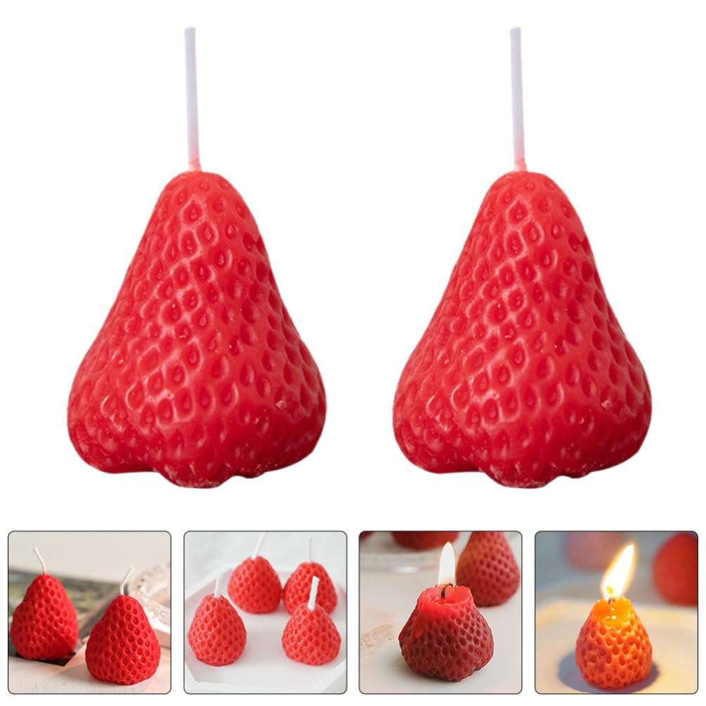 9 Velas Con A Fresa: Velas Decorativas Con Forma De Fruta Para De Boda Fiestas De Cumpleaños Y Aromaterapia Casera (Rojas 4 5 X 4 Cm)