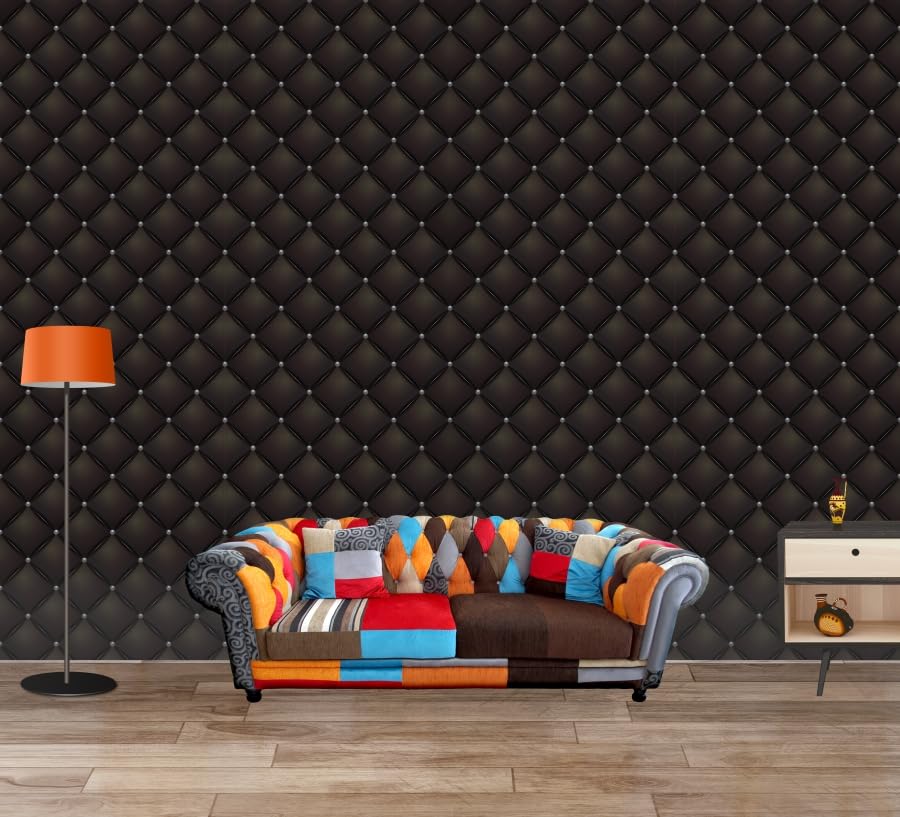 Image of Self-Adhesive 3D Decorative Abstract Wallpaper Specific Product for Bedroom, Living Room, Kids Room, Play Room, Office Wallpaper for Home Decor, Size (16x48 Inches Each Black Strip)