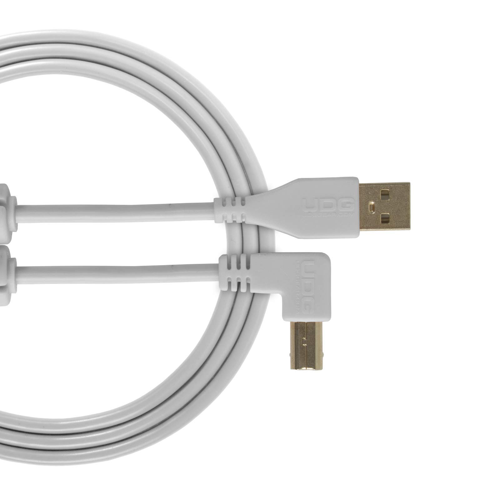 UDG U95005WH 2.0 USB-A to Angled USB-B Audio Cable, 2m (White)