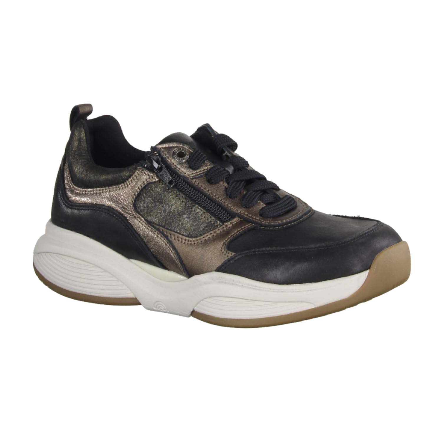 Xsensible SWX19 Black Combi (schwarz) - sportlicher Schnürschuh - Damenschuhe Bequeme Schnürschuhe, Schwarz, Leder/Textil (Stretch), Gr. 39 EU