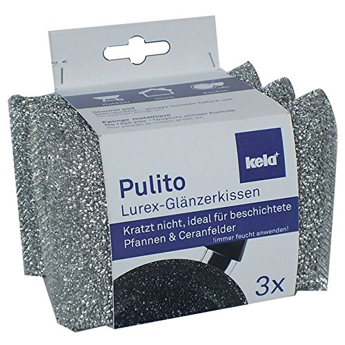 kela 11647 Pulito Eponge Métallique 3 Pièces Polyester Argent 12,5 x 8 x 2,5 cm