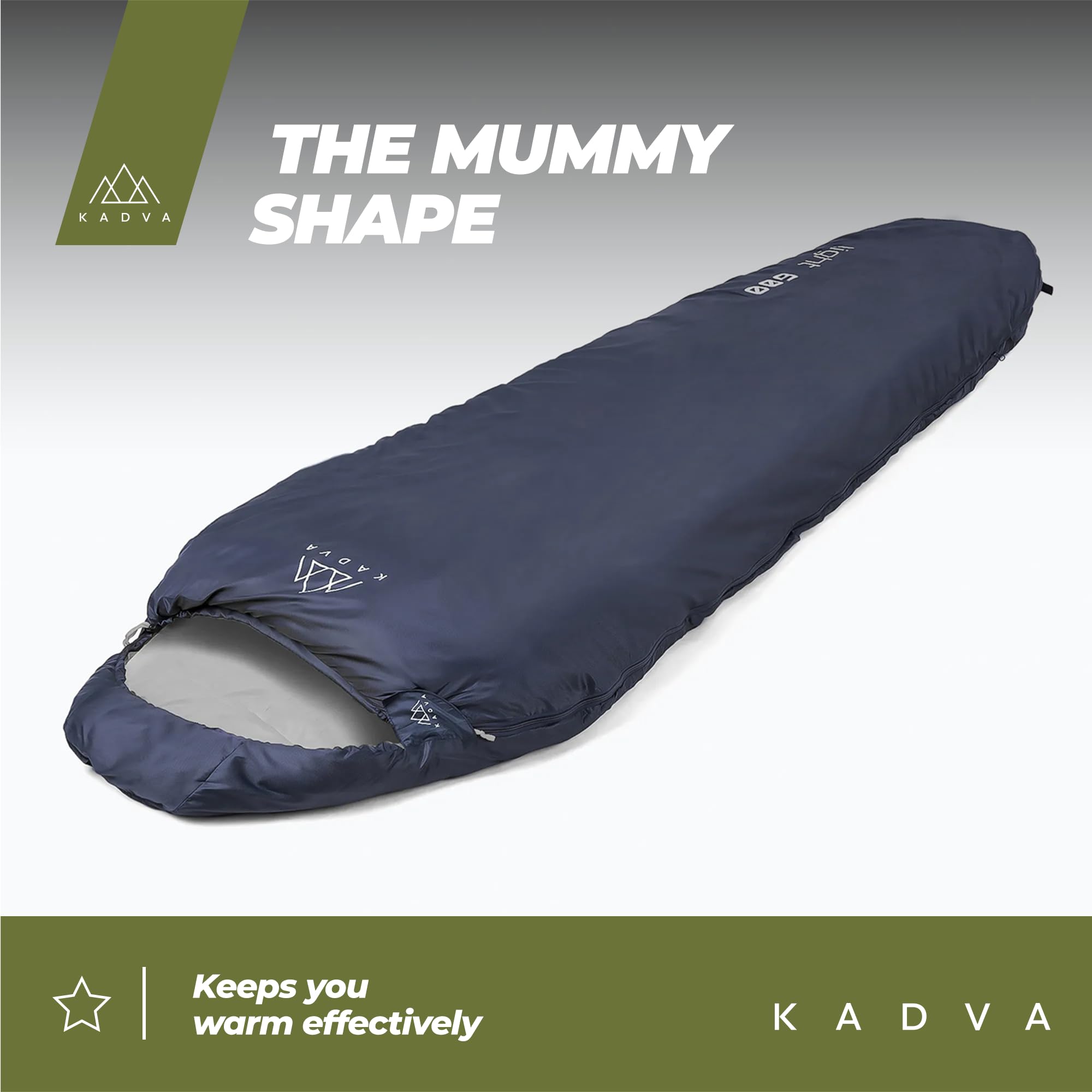 KADVA Camping Schlafsack L Sommerschlafsack mit Kapuze Innentaschen 17 Grad Ripstop