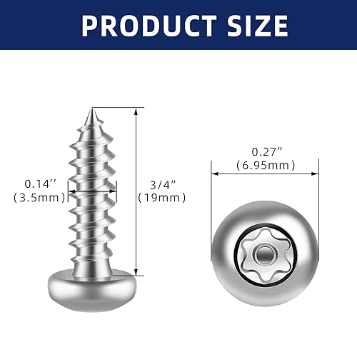 Miniatura 8 de Tornillos Torx de chapa de acero inoxidable #14 x 2 pulgadas, tornillos de plata de seguridad, antirrobo, a prueba de manipulaciones, con broca,