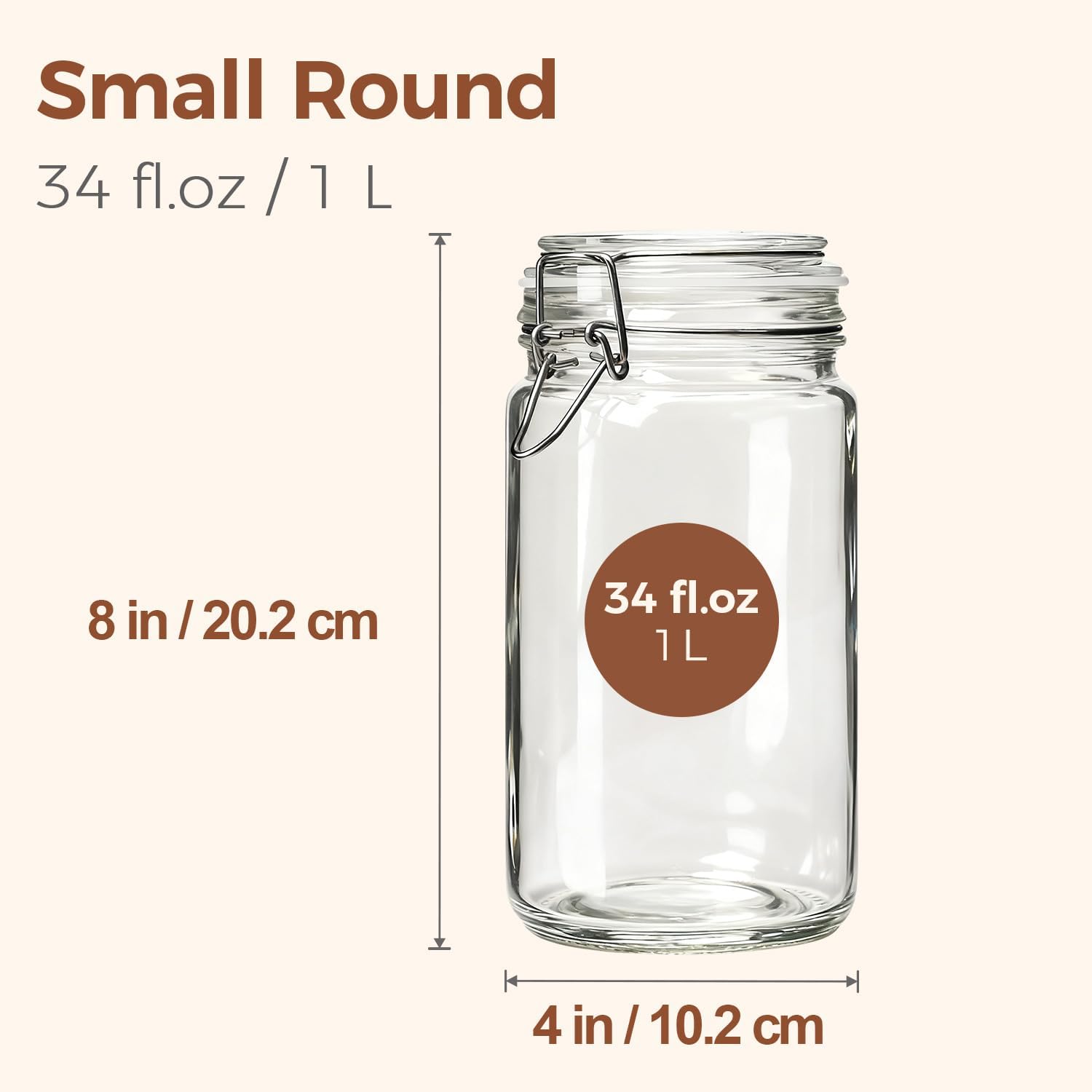 ComSaf Glass Jars with Airtight Lid Set of 3, Mason Jars 34 oz, Pickling Jar, Canning Jar 34oz, 34 oz Glass Containers with Lids for Kitchen, Pickle, Flour, Cereal, Pasta, Sugar, Herb - Image 2
