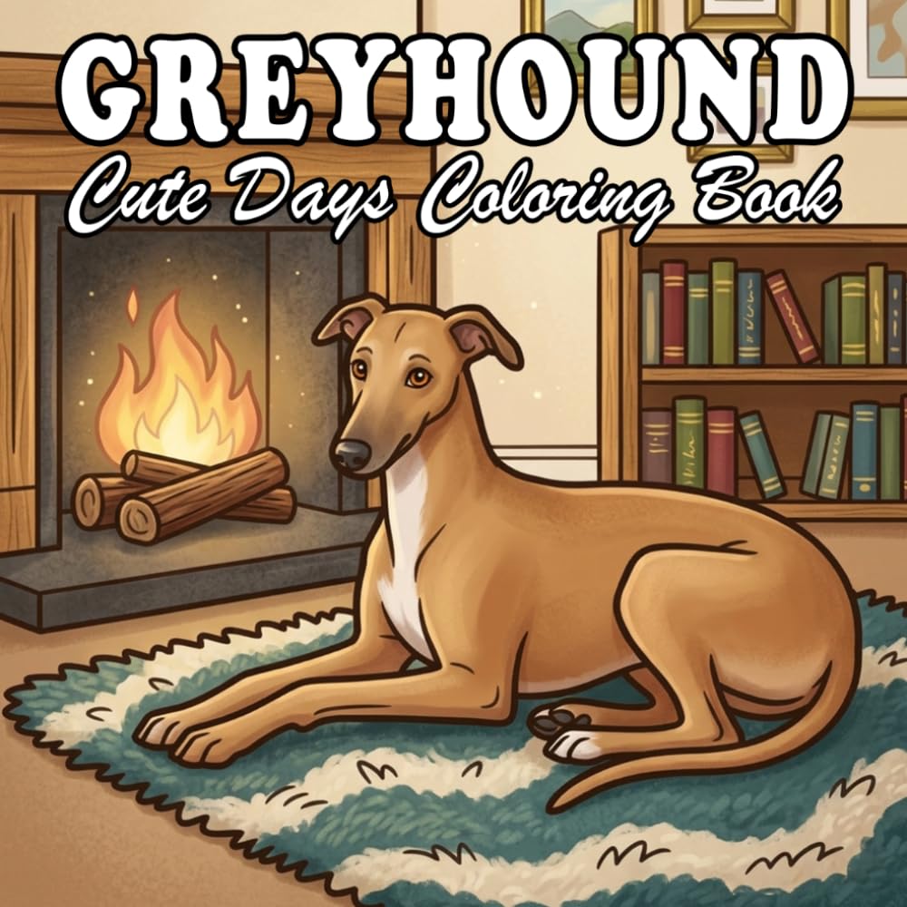 Greyhound Coloring Book for Kids & Adults: 66 Cute & Cozy Greyhound Coloring designs with Everyday Life and Outdoor Scenes