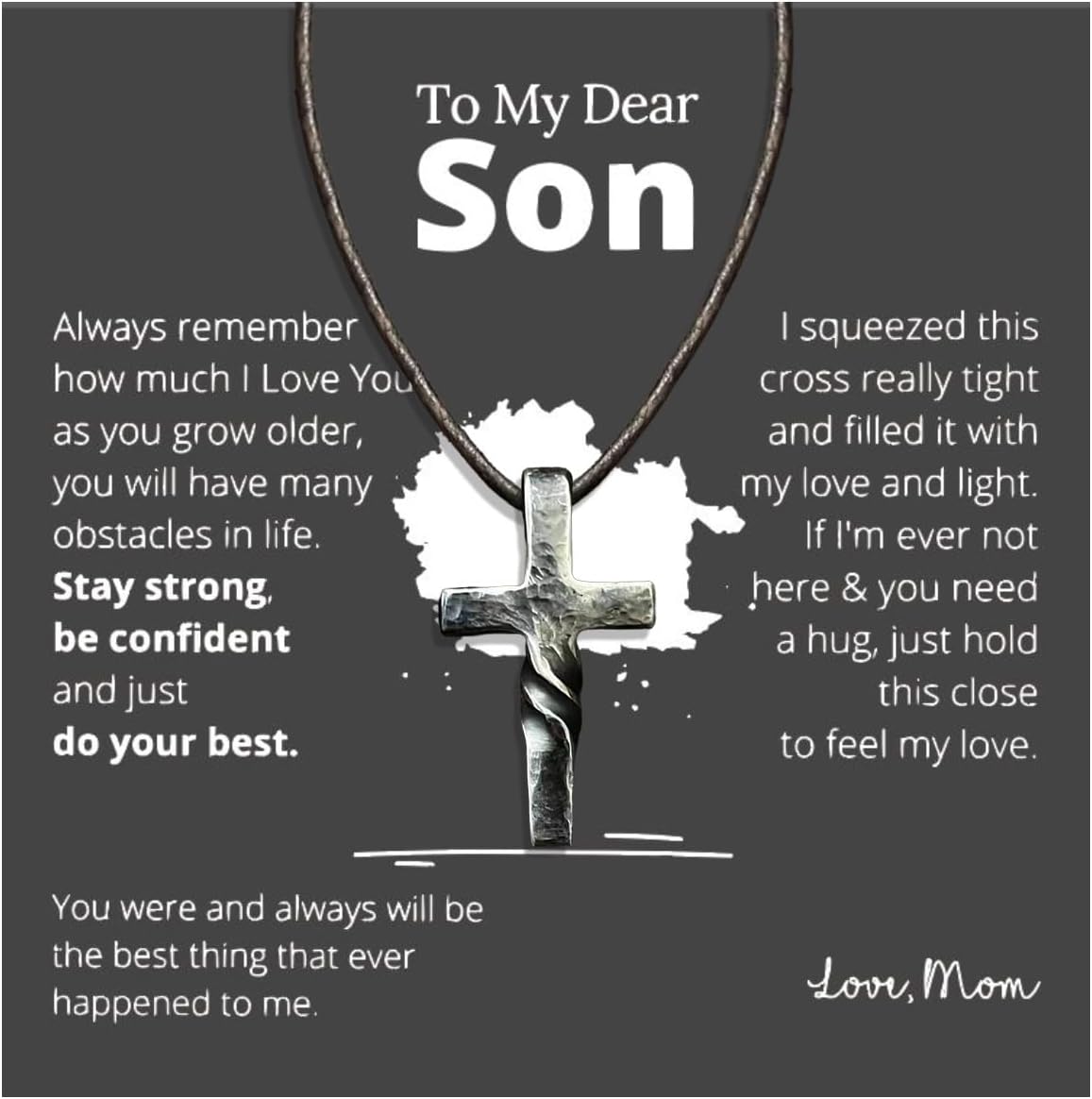 72ore To My Son Necklace From Mom Black Chain Copper Cross Pendant Necklace for Men Birthday Jewelry Gifts for Son