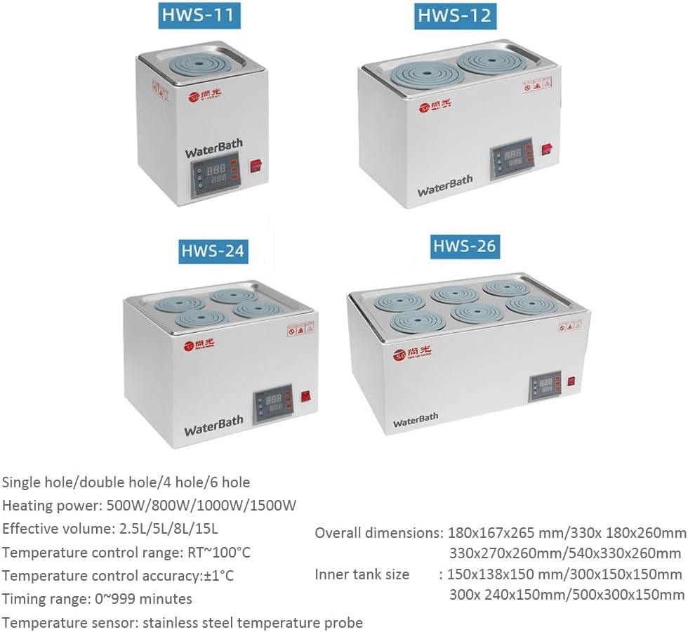 Thermostatic Water Bath Lab Water Bath for Food Heating Chemical Biological Experiment,Single Hole