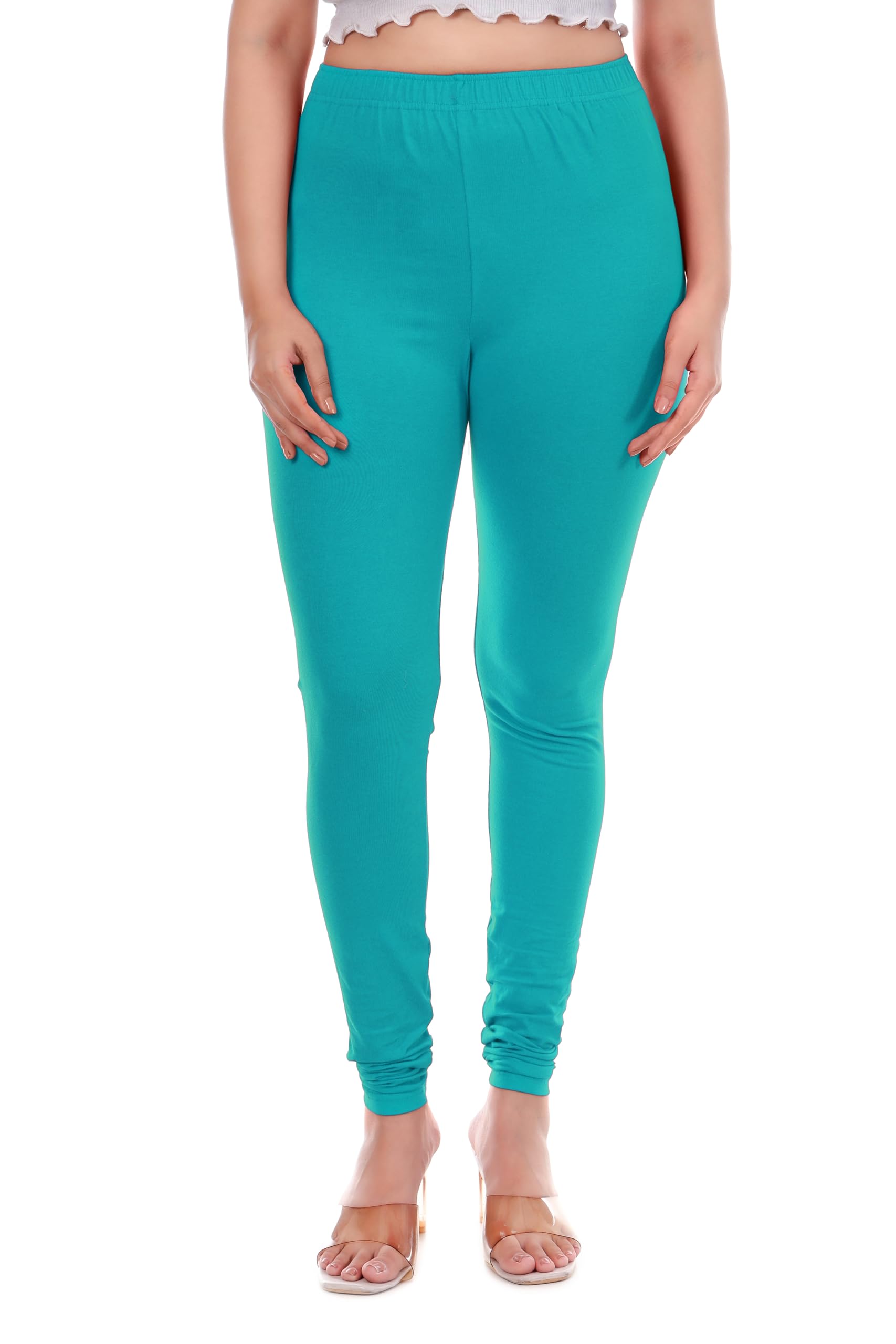 Women Solid Cotton Lycra Stretchable Leggings | Comfortable Churidar-Length Slim Fit Leggings for Women & Girls | Soft, Breathable Wear Bottoms-image-47
