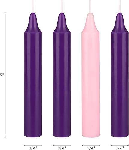 Miniatura 2 de Mega Candles 4 pcs Unscented Christmas Advent Candles Set, Hand Poured Premium Wax Taper Candle 5 Inch x 3/4 Inch, Holidays, Occasions, Events,