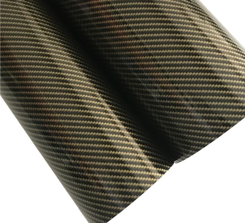 Wrapping Pellicola 50x300 cm Oro Diagonale 2D Fibra di carbonio Lucida Fibra di carbonio Pellicola vinilica Pellicola avvolgente for auto con rilascio d'aria Pellicola Wrapping(Gold Diagonal,50cm x 30