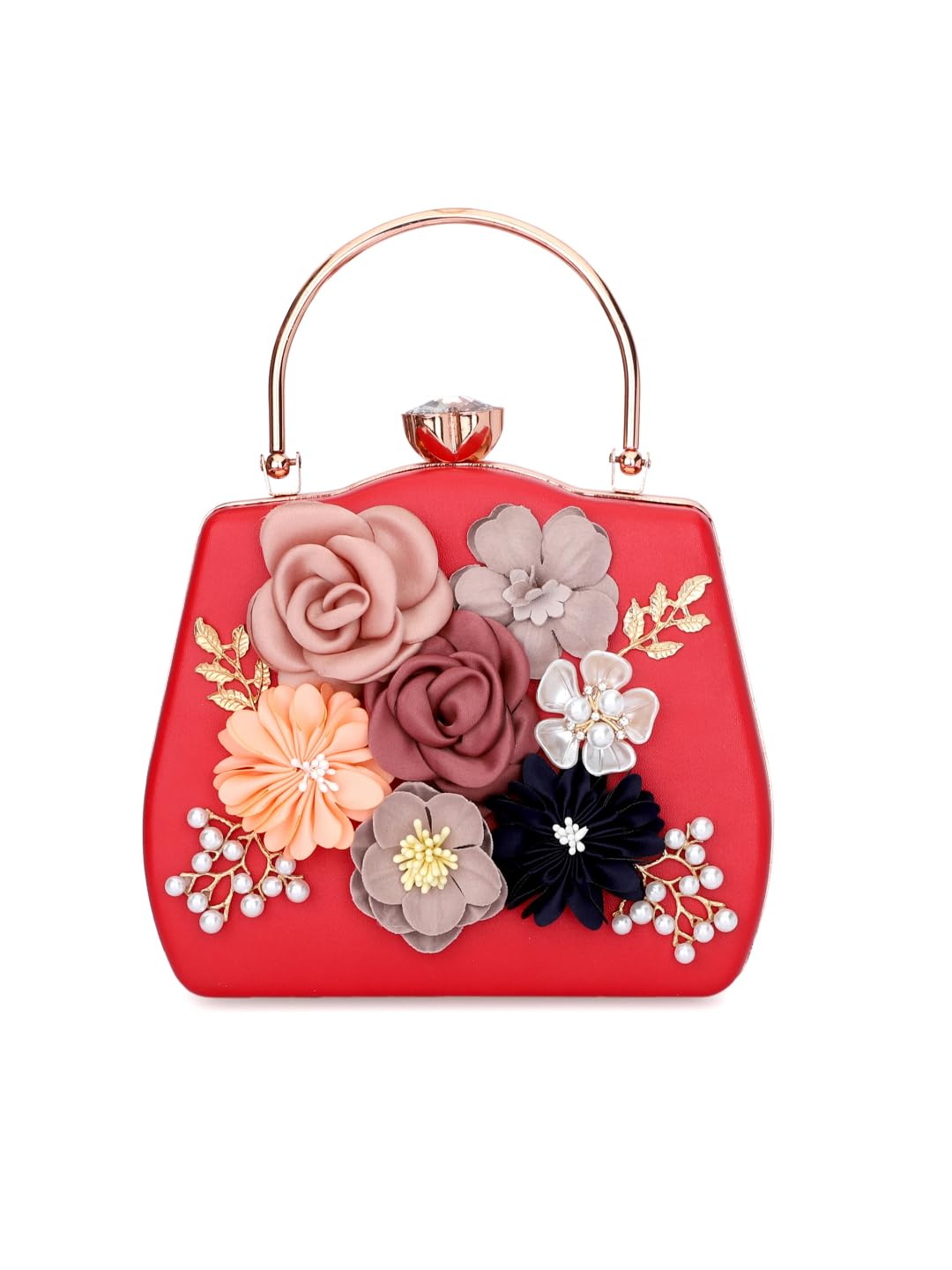 TOOBA Womens Beautiful Flower Box Clutch Bag | Detachable Chain Sling Strap| Ladies Purse Wallet (B09DT8X2HZ) Amazon Price History, Amazon Price Tracker